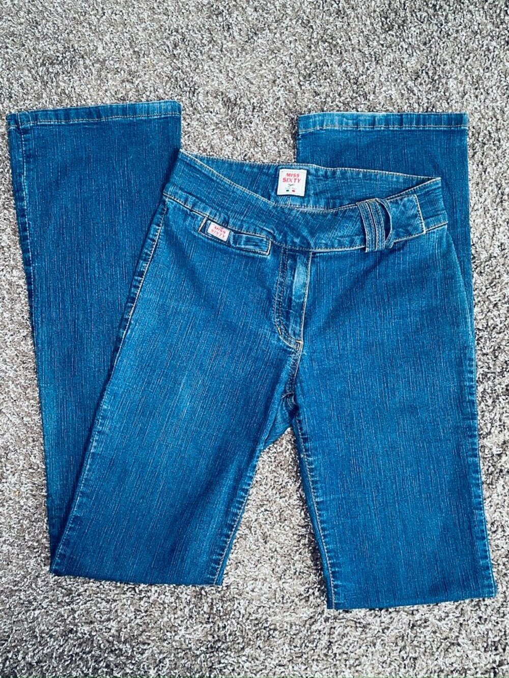 MISS SIXTY Vintage Y2K Layered Waist Flare Jeans Size 25 Medium Wash